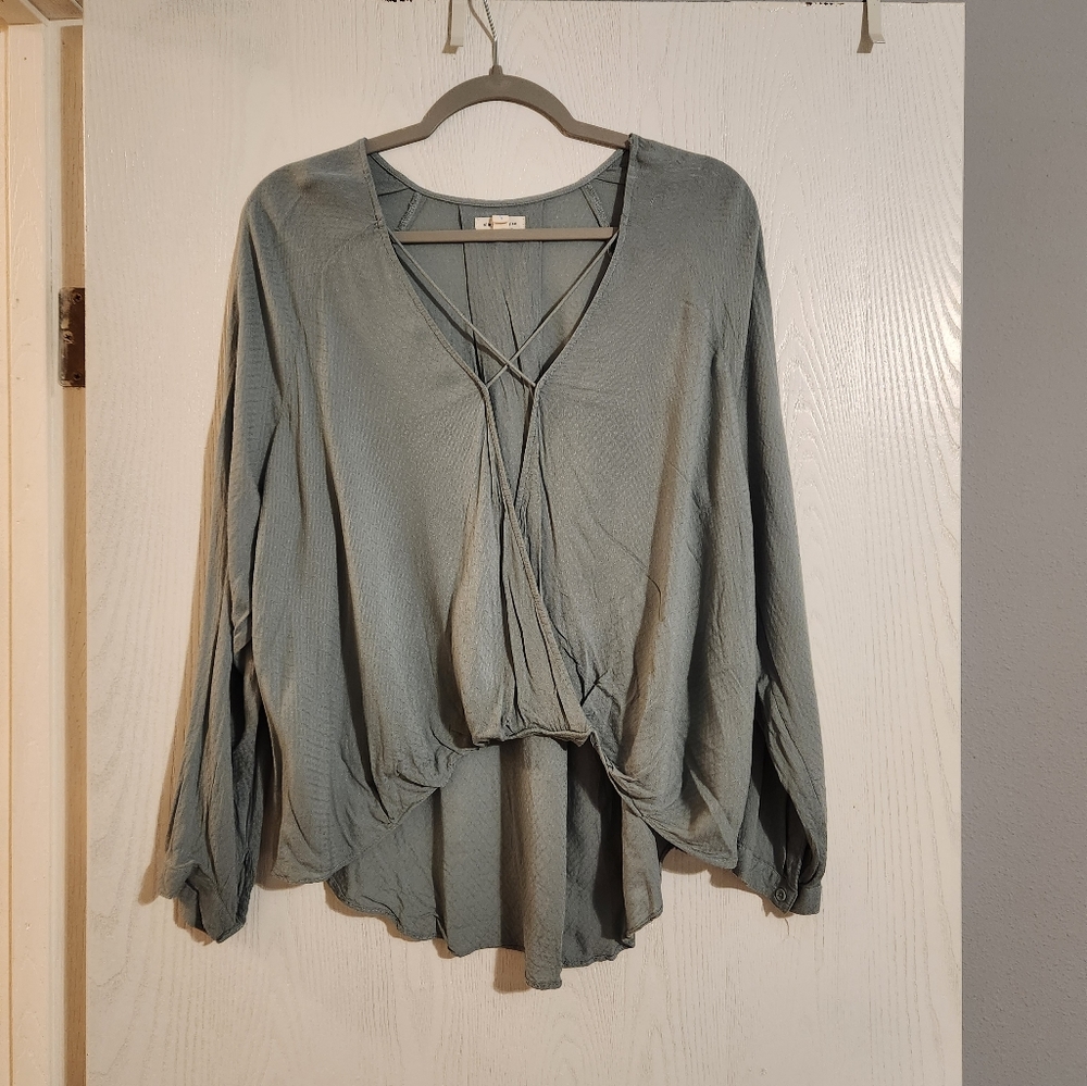 Criss cross faux wrap shirt